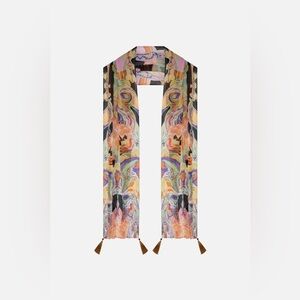 Camilla “Club Cinemania” black silk retro print scarf shawl headwrap top belt